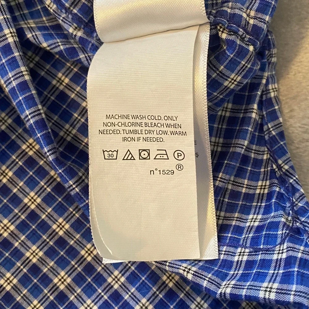 Ralph Lauren Shirt Boys‎ M 10-12 Blue Plaid Natural Stretch Button Down Logo